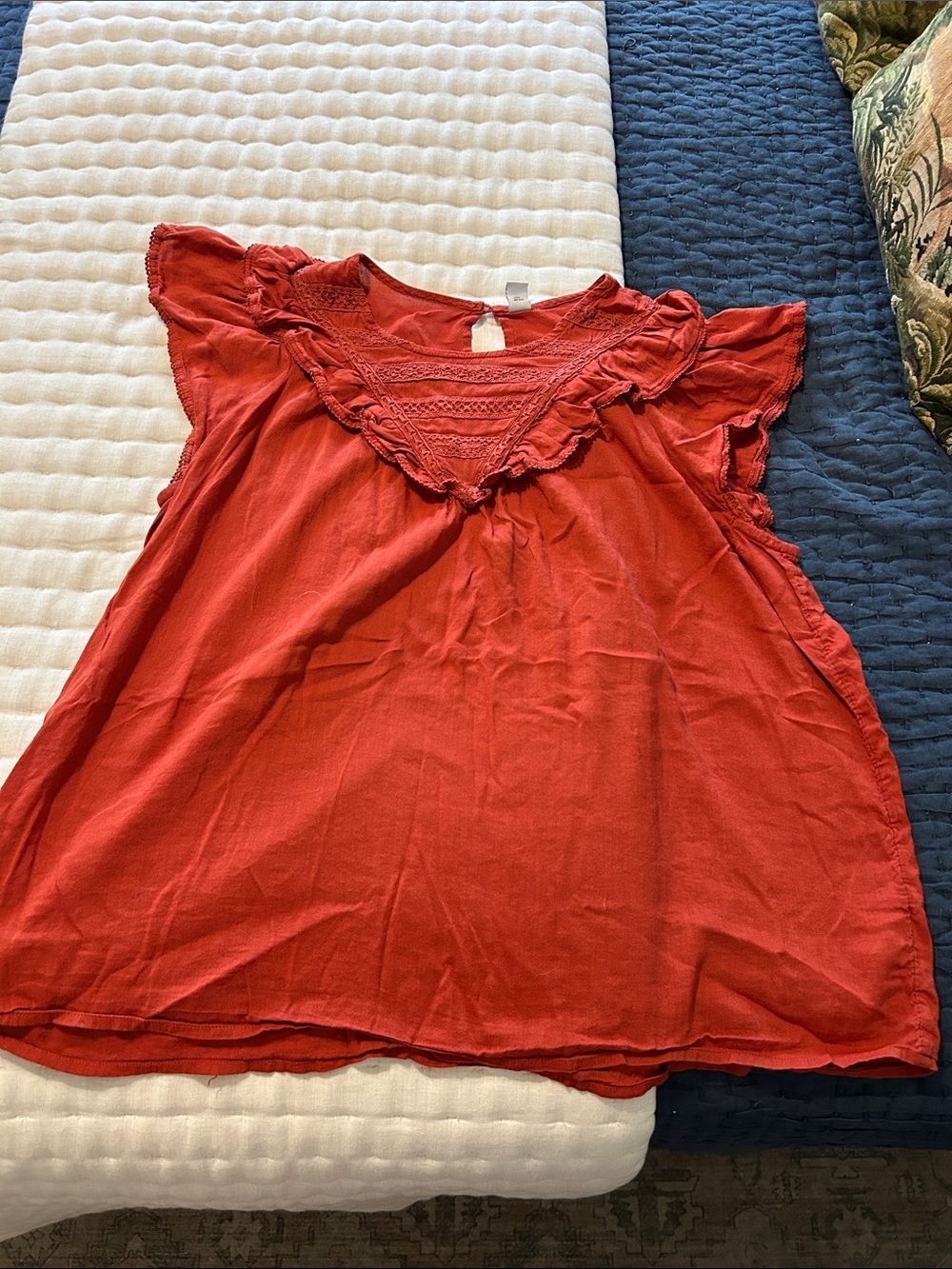 Old Navy Red Ruffle V-Neck Boho Top